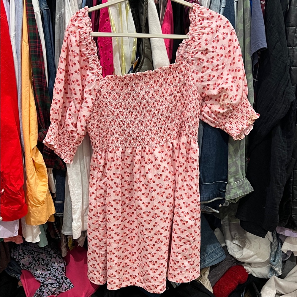 Hill House Pink Floral Mini Dress